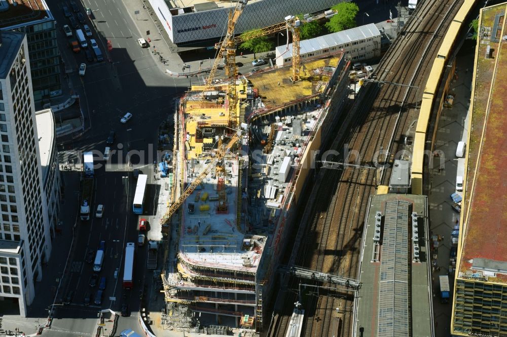 Aerial image Berlin - Construction site of ZOOM BERLIN - business building at the Kantstrasse - Joachimsthalerstrasse - Hardenbergstrasse in the district of Charlottenburg-Wilmersdorf district in Berlin, Germany