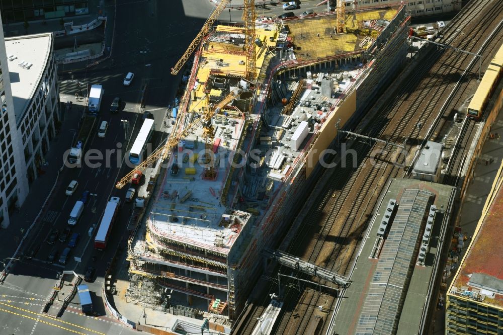 Berlin from above - Construction site of ZOOM BERLIN - business building at the Kantstrasse - Joachimsthalerstrasse - Hardenbergstrasse in the district of Charlottenburg-Wilmersdorf district in Berlin, Germany