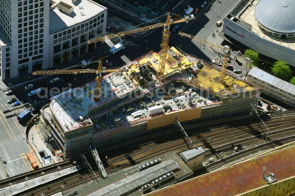 Berlin from the bird's eye view: Construction site of ZOOM BERLIN - business building at the Kantstrasse - Joachimsthalerstrasse - Hardenbergstrasse in the district of Charlottenburg-Wilmersdorf district in Berlin, Germany