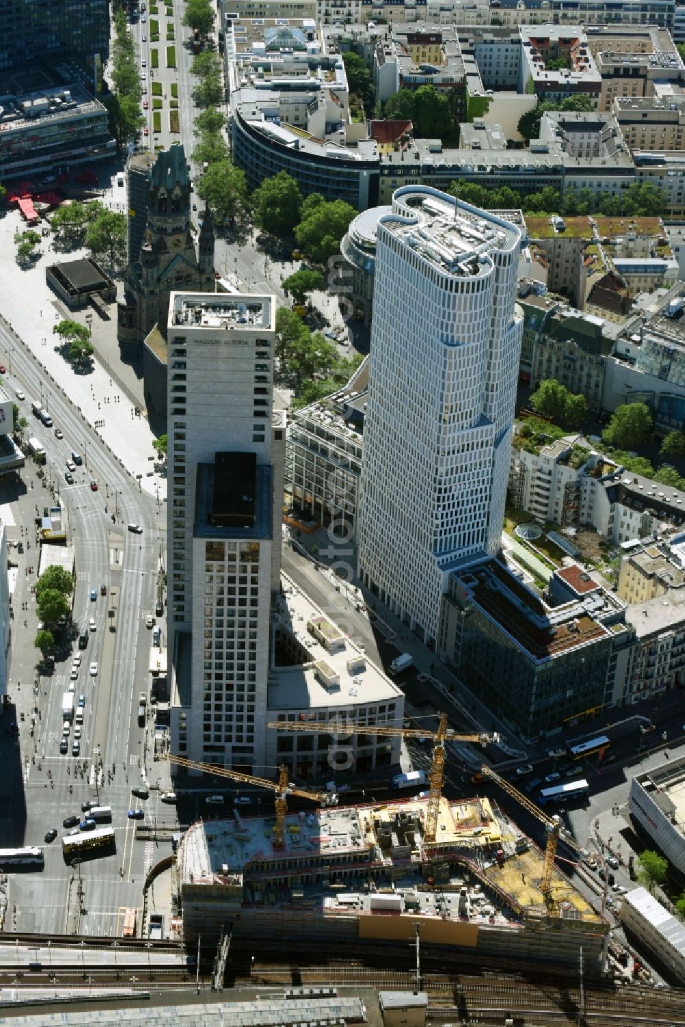 Aerial photograph Berlin - Construction site of ZOOM BERLIN - business building at the Kantstrasse - Joachimsthalerstrasse - Hardenbergstrasse in the district of Charlottenburg-Wilmersdorf district in Berlin, Germany