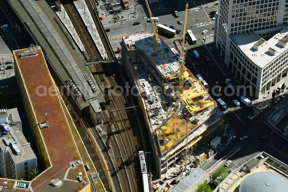 Aerial image Berlin - Construction site of ZOOM BERLIN - business building at the Kantstrasse - Joachimsthalerstrasse - Hardenbergstrasse in the district of Charlottenburg-Wilmersdorf district in Berlin, Germany