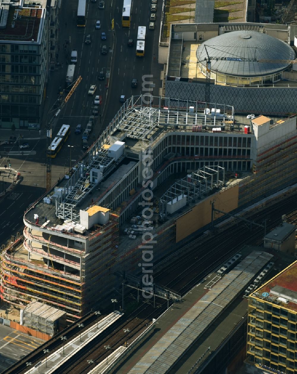 Aerial image Berlin - Construction site of ZOOM BERLIN - business building at the Kantstrasse - Joachimsthalerstrasse - Hardenbergstrasse in the district of Charlottenburg-Wilmersdorf district in Berlin, Germany