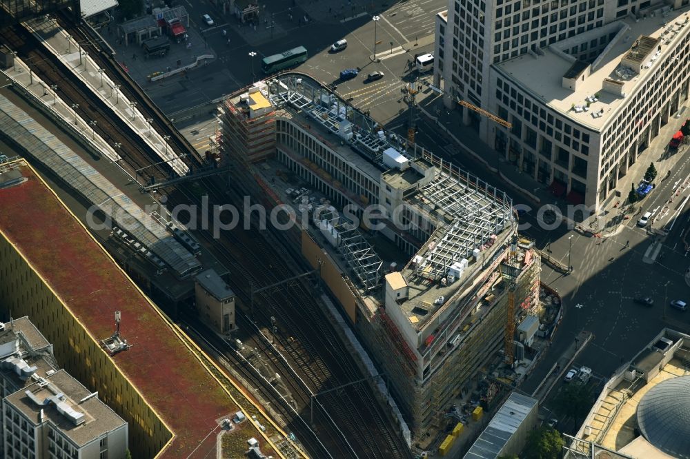 Berlin from above - Construction site of ZOOM BERLIN - business building at the Kantstrasse - Joachimsthalerstrasse - Hardenbergstrasse in the district of Charlottenburg-Wilmersdorf district in Berlin, Germany