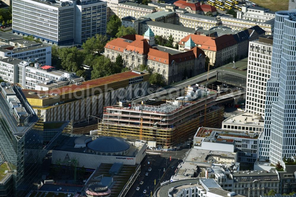 Aerial image Berlin - Construction site of ZOOM BERLIN - business building at the Kantstrasse - Joachimsthalerstrasse - Hardenbergstrasse in the district of Charlottenburg-Wilmersdorf district in Berlin, Germany