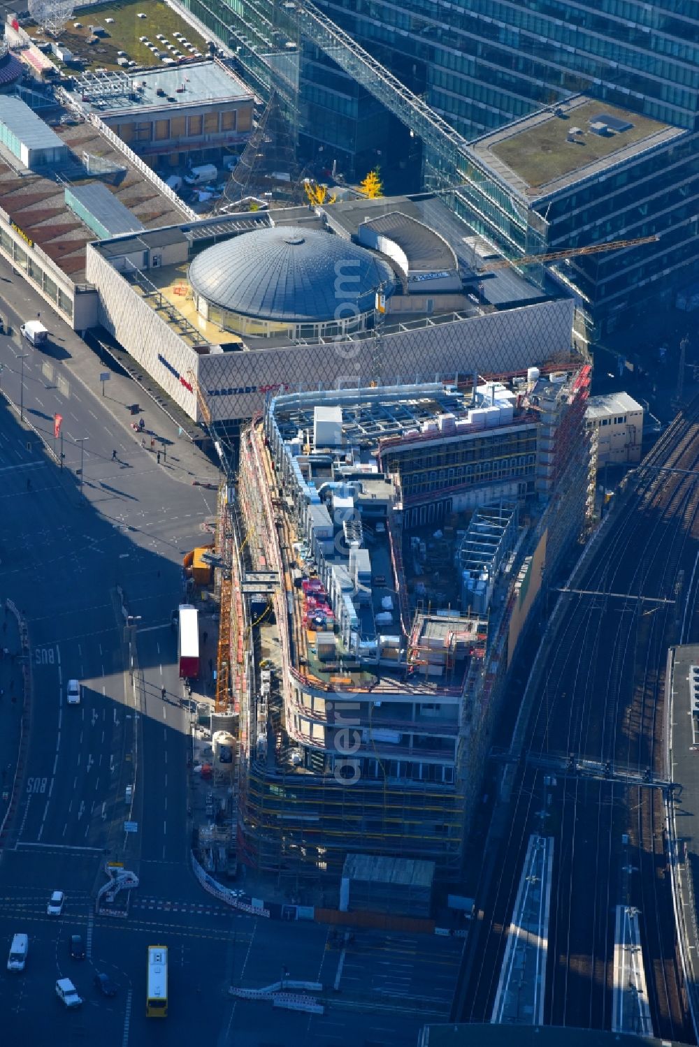 Aerial photograph Berlin - Construction site of ZOOM BERLIN - business building at the Kantstrasse - Joachimsthalerstrasse - Hardenbergstrasse in the district of Charlottenburg-Wilmersdorf district in Berlin, Germany