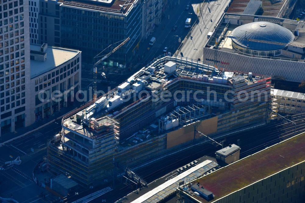 Berlin from above - Construction site of ZOOM BERLIN - business building at the Kantstrasse - Joachimsthalerstrasse - Hardenbergstrasse in the district of Charlottenburg-Wilmersdorf district in Berlin, Germany