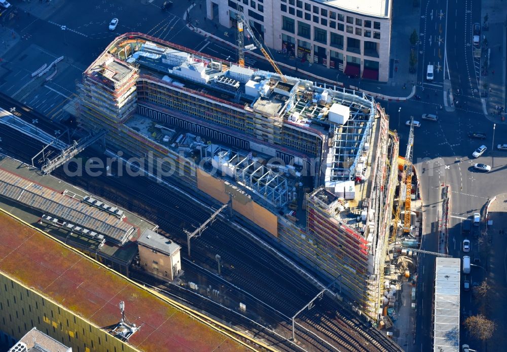 Berlin from the bird's eye view: Construction site of ZOOM BERLIN - business building at the Kantstrasse - Joachimsthalerstrasse - Hardenbergstrasse in the district of Charlottenburg-Wilmersdorf district in Berlin, Germany