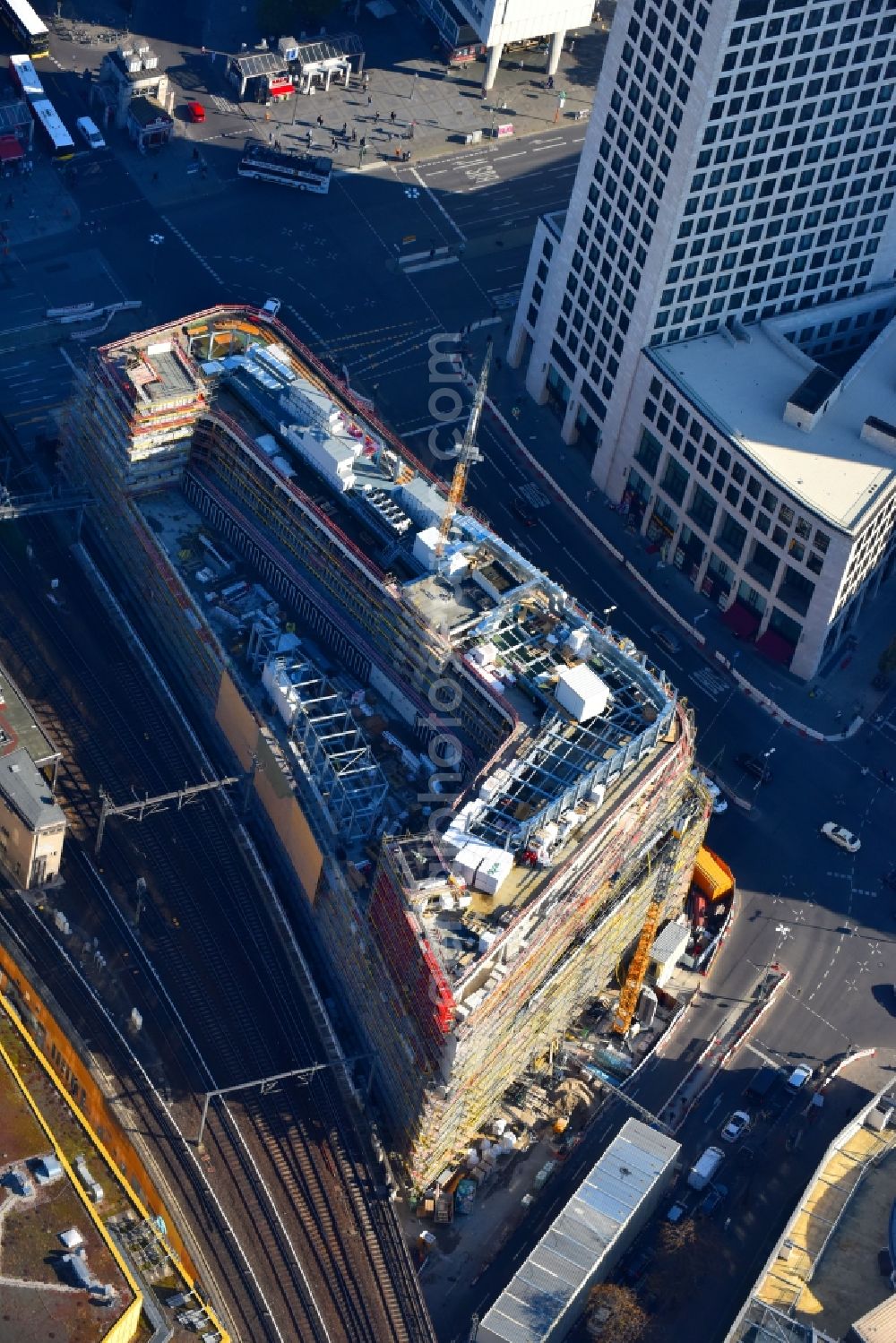 Aerial image Berlin - Construction site of ZOOM BERLIN - business building at the Kantstrasse - Joachimsthalerstrasse - Hardenbergstrasse in the district of Charlottenburg-Wilmersdorf district in Berlin, Germany