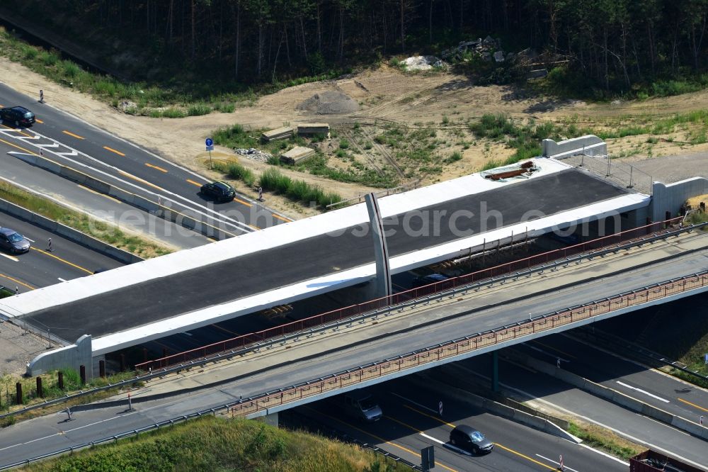 Aerial photograph Kremmen - Construction site of expansion of the junction Kremmen - Havelland at the motorway A10 and A24 in the state Brandenburg