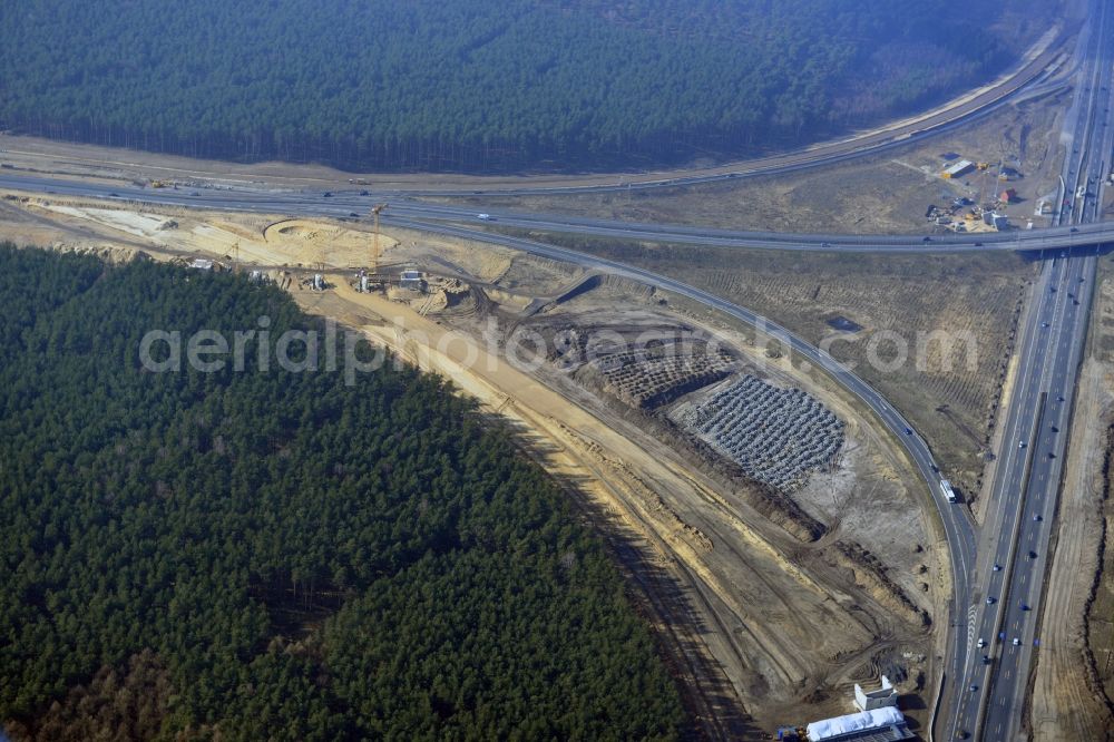 Aerial image Groß Ziethen - Construction site of the junction Havelland at the motorway A10 and A24 in the state Brandenburg