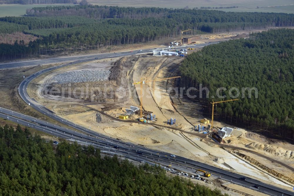 Aerial image Groß Ziethen - Construction site of the junction Havelland at the motorway A10 and A24 in the state Brandenburg