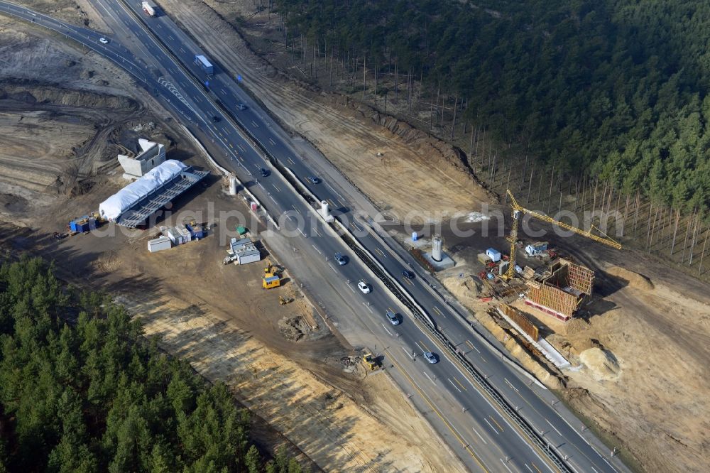 Aerial image Groß Ziethen - Construction site of the junction Havelland at the motorway A10 and A24 in the state Brandenburg