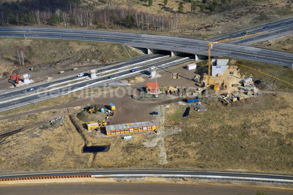 Aerial image Groß Ziethen - Construction site of the junction Havelland at the motorway A10 and A24 in the state Brandenburg