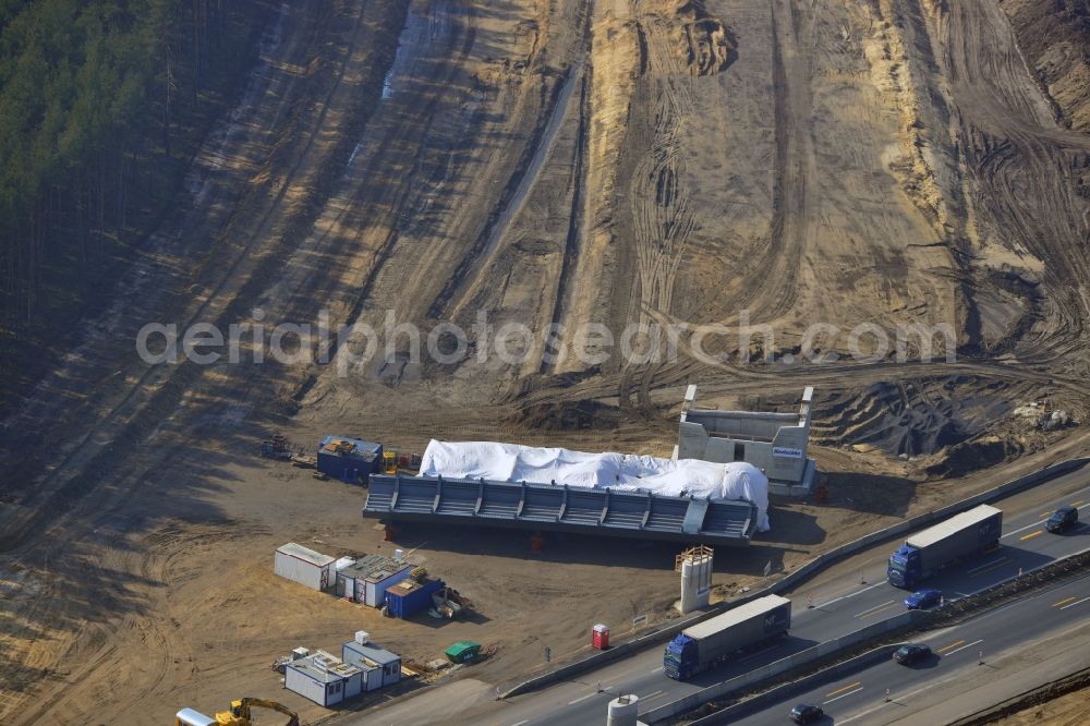 Aerial image Groß Ziethen - Construction site of the junction Havelland at the motorway A10 and A24 in the state Brandenburg