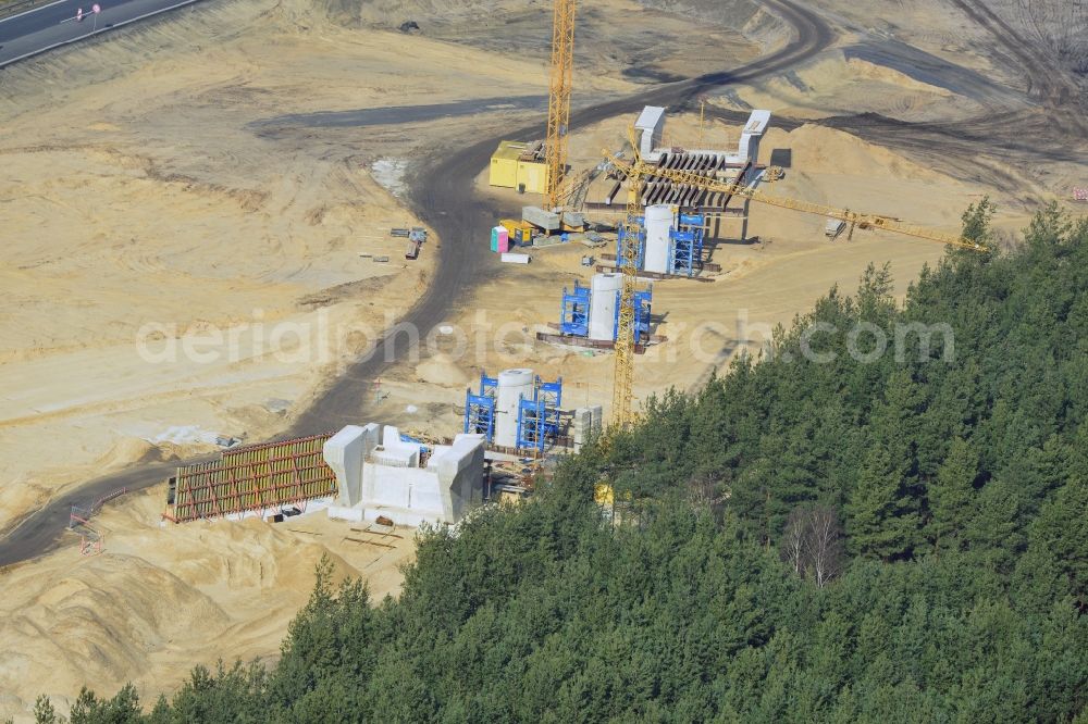 Aerial image Groß Ziethen - Construction site of the junction Havelland at the motorway A10 and A24 in the state Brandenburg