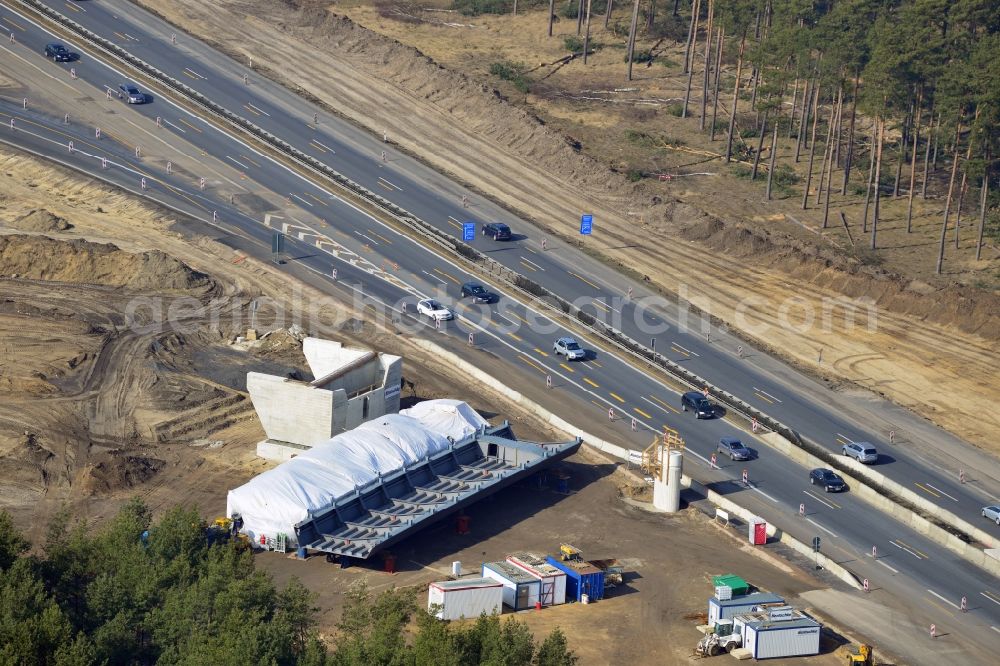 Aerial image Groß Ziethen - Construction site of the junction Havelland at the motorway A10 and A24 in the state Brandenburg