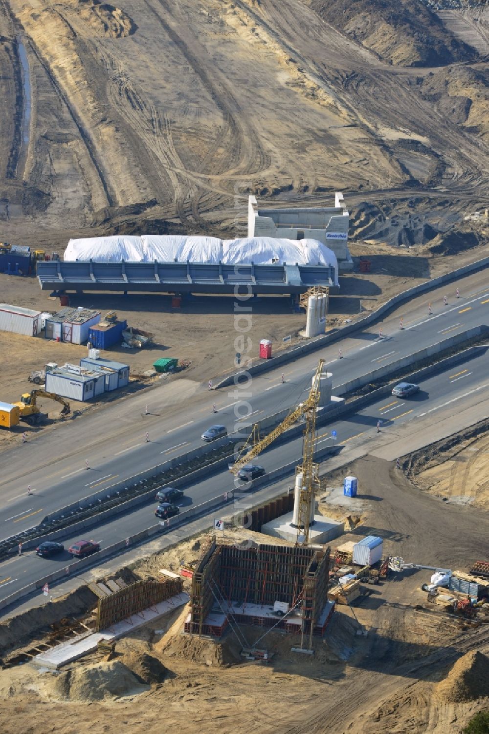 Aerial image Groß Ziethen - Construction site of the junction Havelland at the motorway A10 and A24 in the state Brandenburg