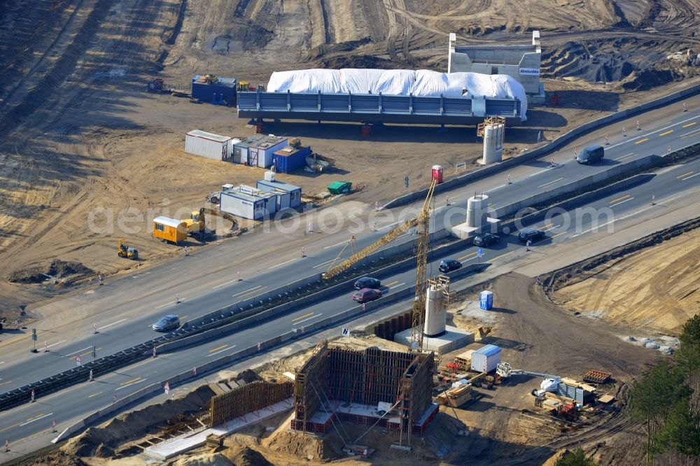 Aerial photograph Groß Ziethen - Construction site of the junction Havelland at the motorway A10 and A24 in the state Brandenburg