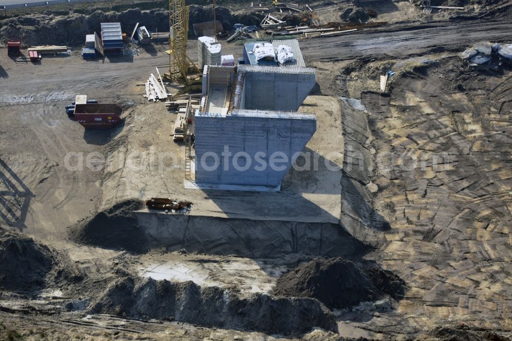 Aerial image Groß Ziethen - Construction site of the junction Havelland at the motorway A10 and A24 in the state Brandenburg