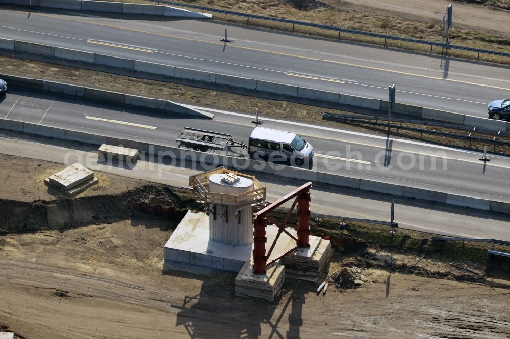 Aerial photograph Groß Ziethen - Construction site of the junction Havelland at the motorway A10 and A24 in the state Brandenburg