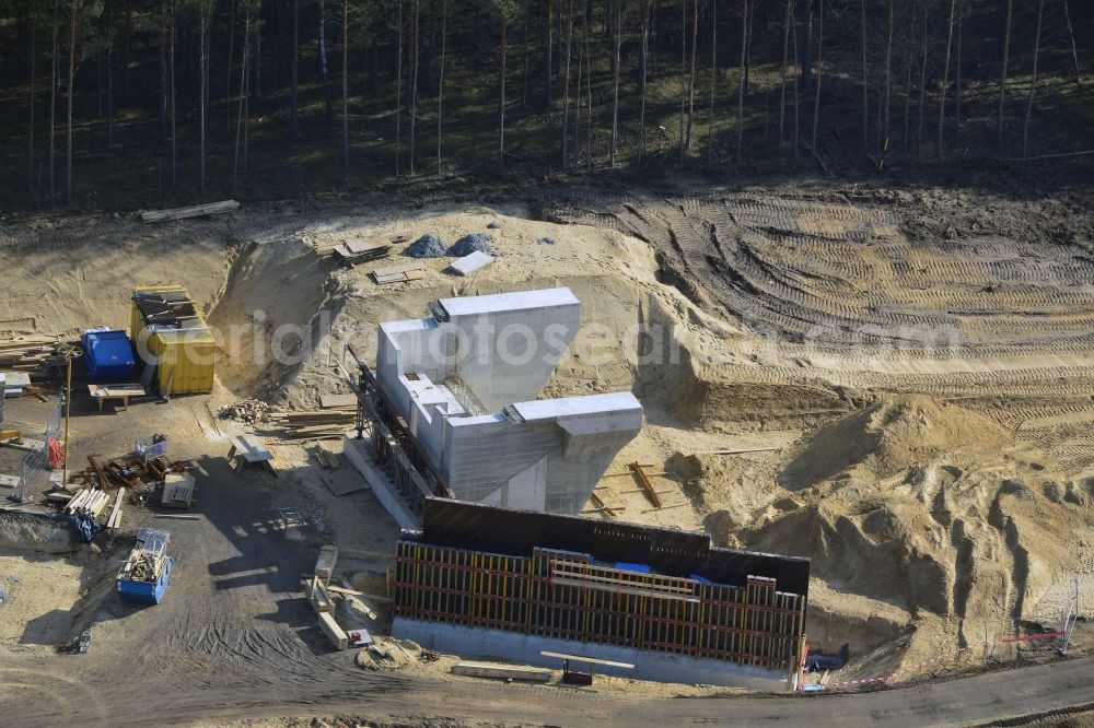 Aerial image Groß Ziethen - Construction site of the junction Havelland at the motorway A10 and A24 in the state Brandenburg