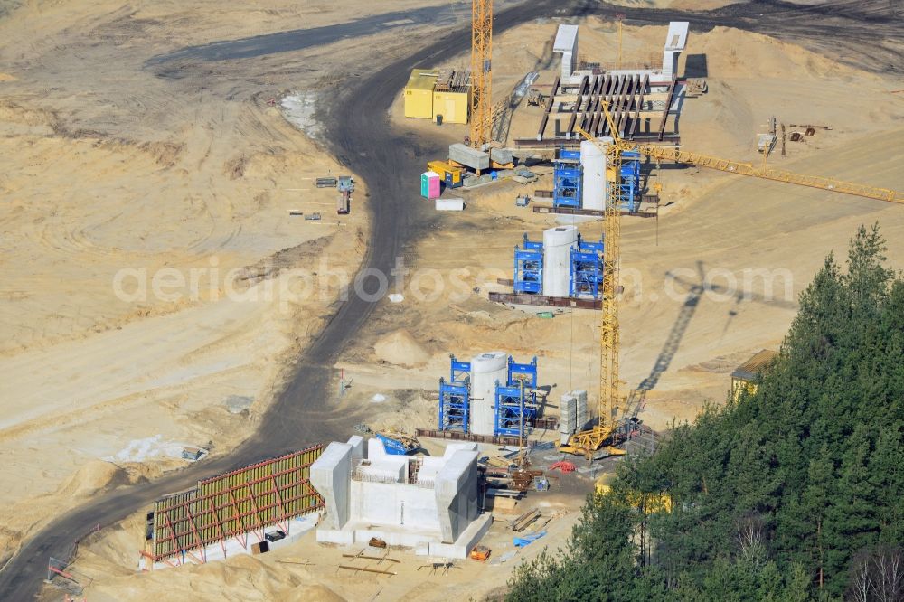 Aerial image Groß Ziethen - Construction site of the junction Havelland at the motorway A10 and A24 in the state Brandenburg