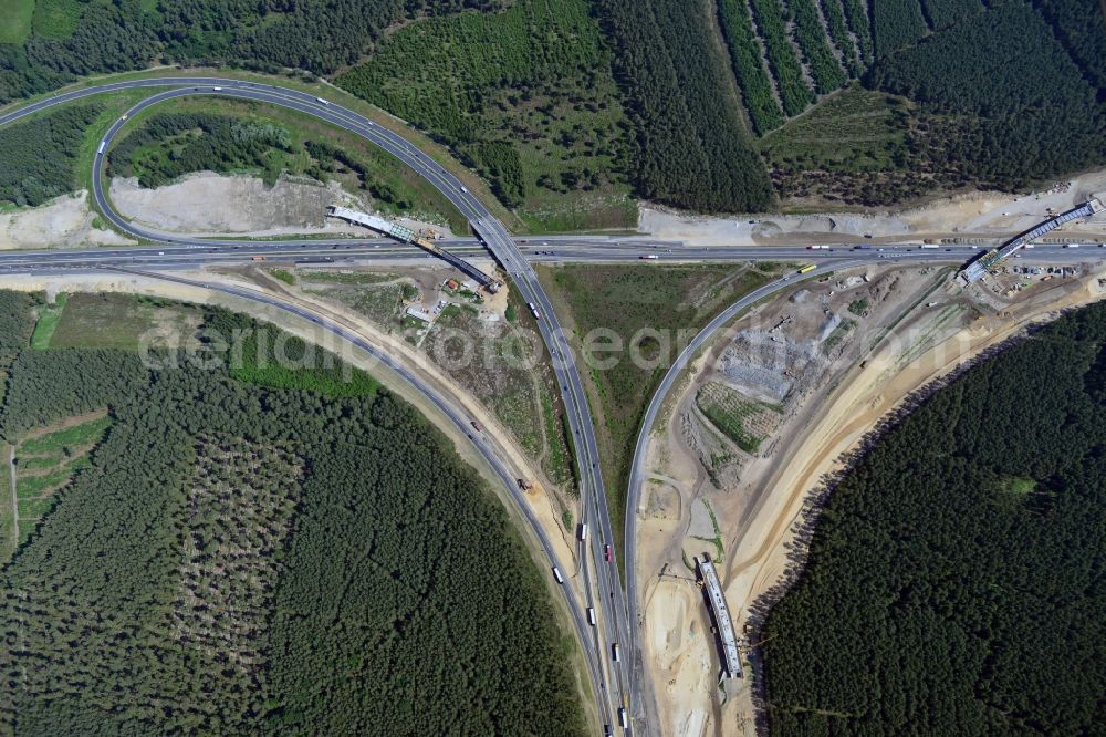 Aerial image Groß Ziethen - Construction site of the junction Havelland at the motorway A10 and A24 in the state Brandenburg