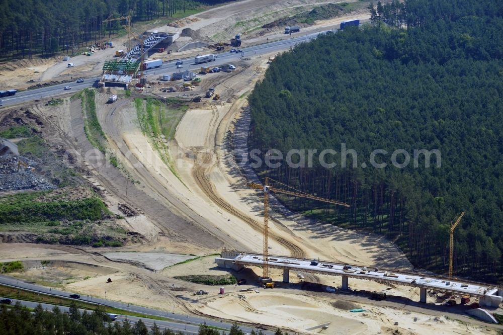 Aerial photograph Groß Ziethen - Construction site of the junction Havelland at the motorway A10 and A24 in the state Brandenburg