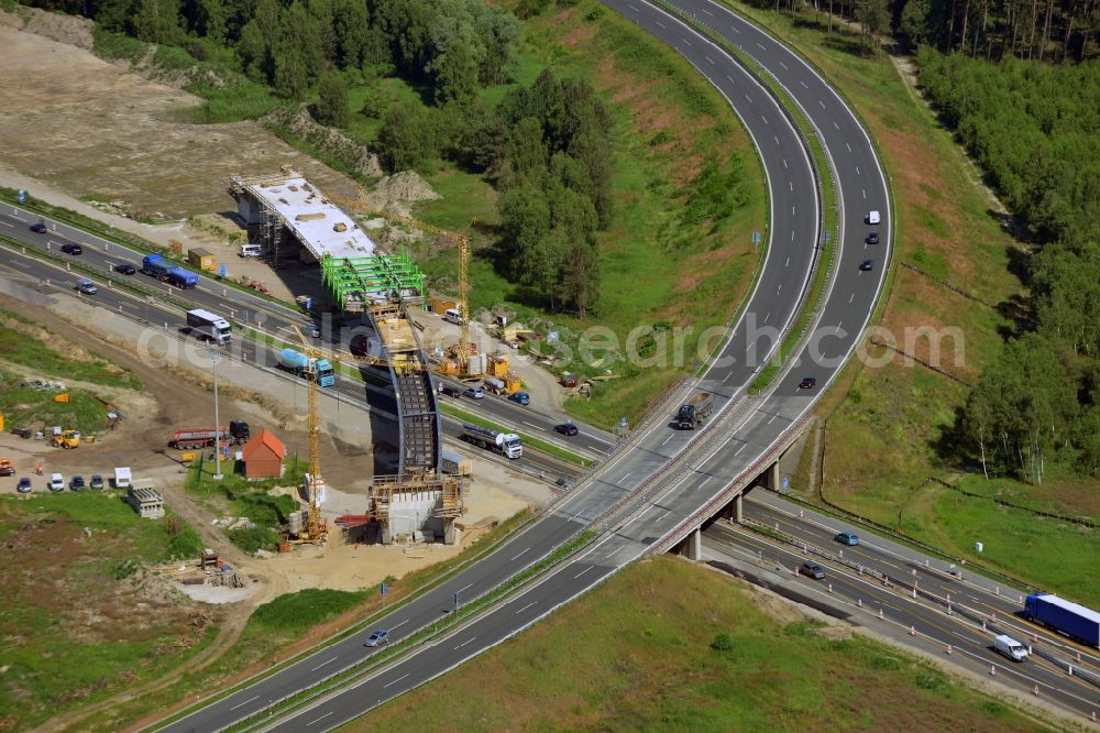 Aerial image Groß Ziethen - Construction site of the junction Havelland at the motorway A10 and A24 in the state Brandenburg