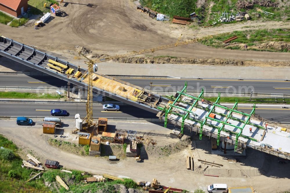 Aerial image Groß Ziethen - Construction site of the junction Havelland at the motorway A10 and A24 in the state Brandenburg