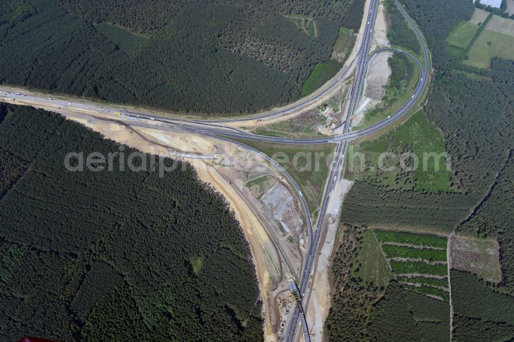 Aerial image Groß Ziethen - Construction site of the junction Havelland at the motorway A10 and A24 in the state Brandenburg