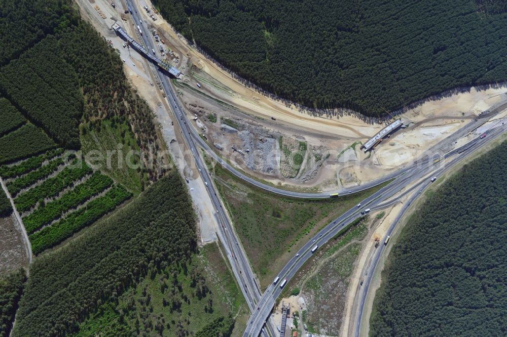 Aerial photograph Groß Ziethen - Construction site of the junction Havelland at the motorway A10 and A24 in the state Brandenburg