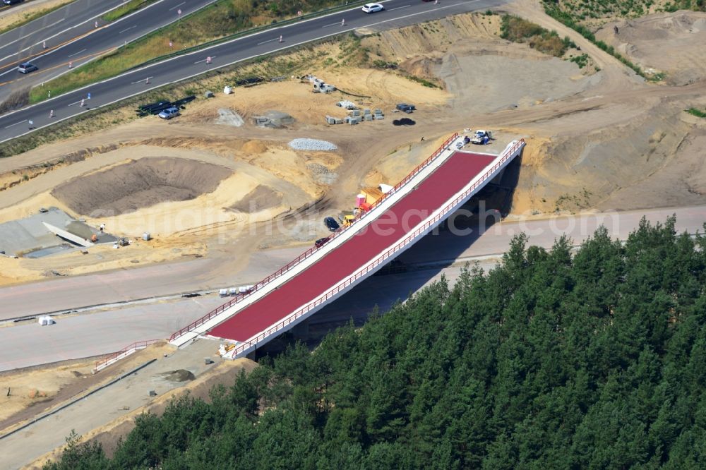 Groß Ziethen from the bird's eye view: Construction site of the junction Havelland at the motorway A10 and A24 in the state Brandenburg