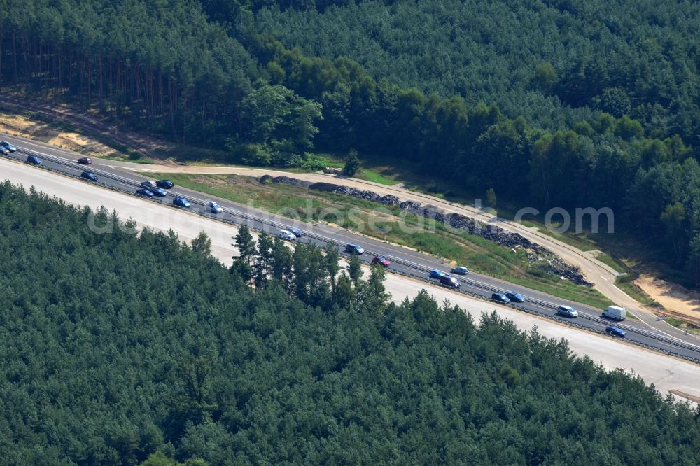 Groß Ziethen from above - Construction site of the junction Havelland at the motorway A10 and A24 in the state Brandenburg