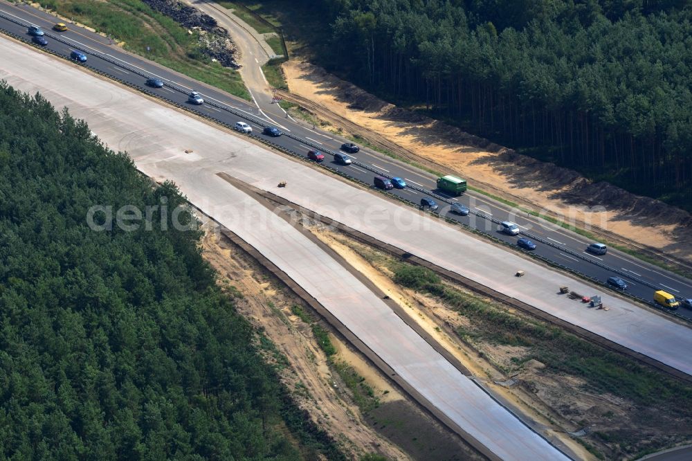 Aerial image Groß Ziethen - Construction site of the junction Havelland at the motorway A10 and A24 in the state Brandenburg