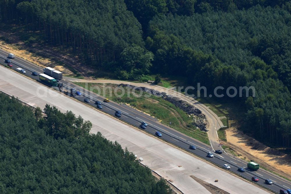 Aerial photograph Groß Ziethen - Construction site of the junction Havelland at the motorway A10 and A24 in the state Brandenburg