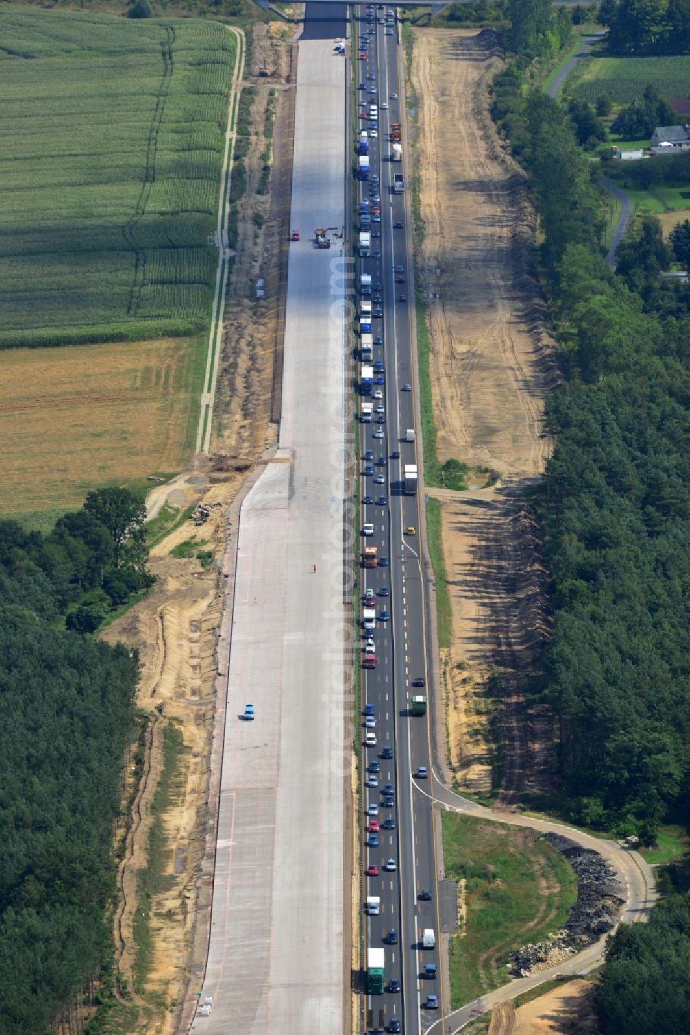 Aerial image Groß Ziethen - Construction site of the junction Havelland at the motorway A10 and A24 in the state Brandenburg