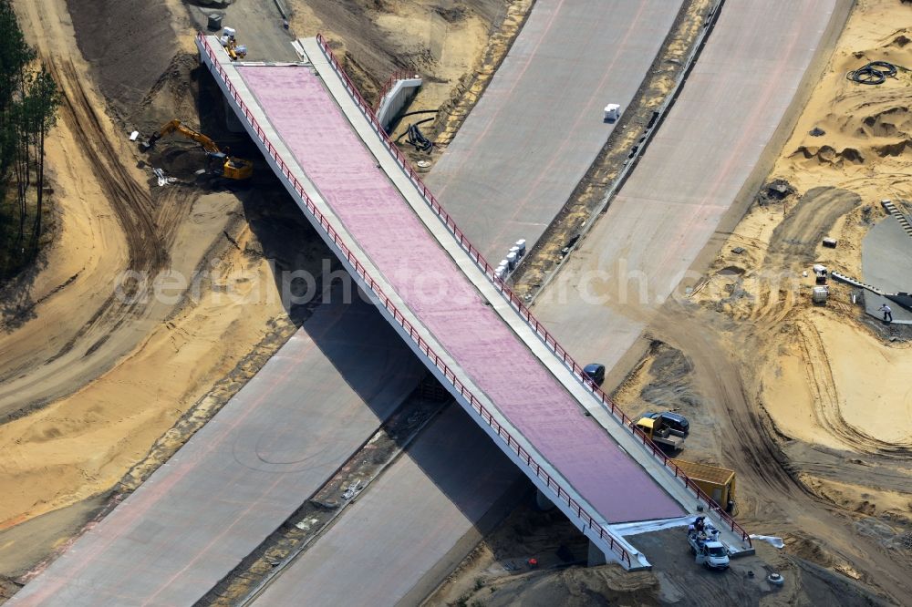 Groß Ziethen from above - Construction site of the junction Havelland at the motorway A10 and A24 in the state Brandenburg