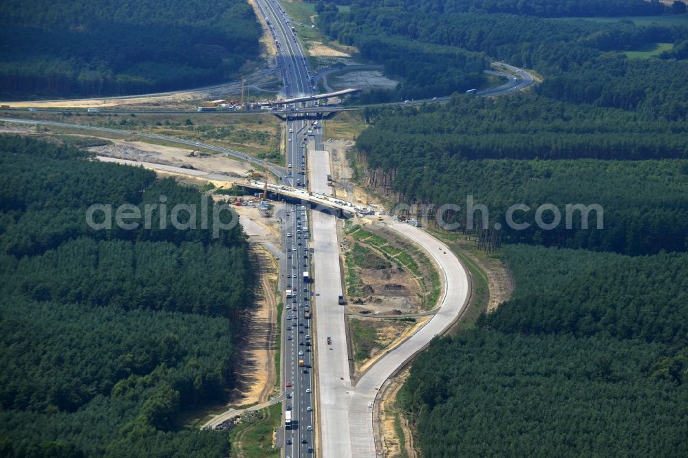 Aerial image Groß Ziethen - Construction site of the junction Havelland at the motorway A10 and A24 in the state Brandenburg