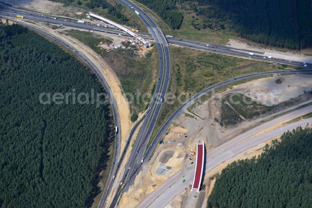 Aerial image Groß Ziethen - Construction site of the junction Havelland at the motorway A10 and A24 in the state Brandenburg