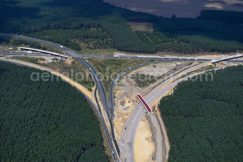 Aerial image Groß Ziethen - Construction site of the junction Havelland at the motorway A10 and A24 in the state Brandenburg