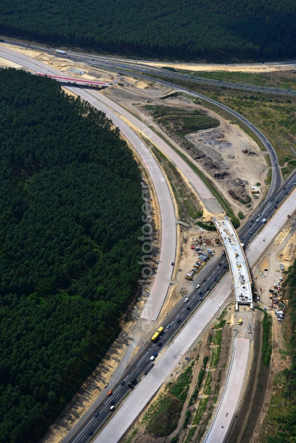 Aerial image Groß Ziethen - Construction site of the junction Havelland at the motorway A10 and A24 in the state Brandenburg