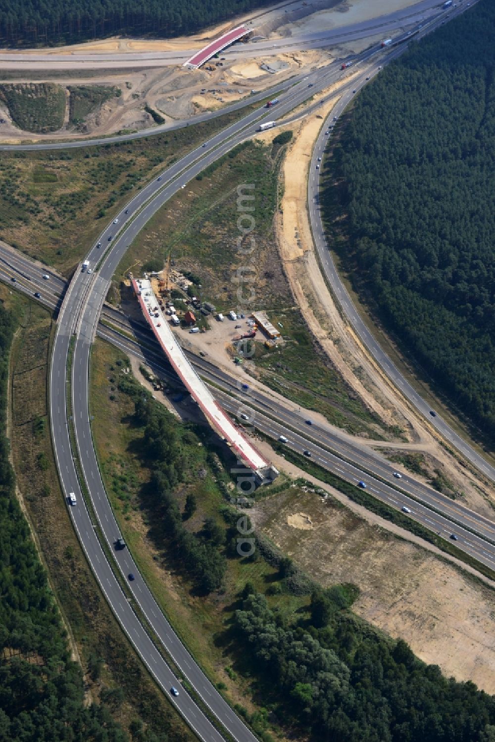 Aerial image Groß Ziethen - Construction site of the junction Havelland at the motorway A10 and A24 in the state Brandenburg