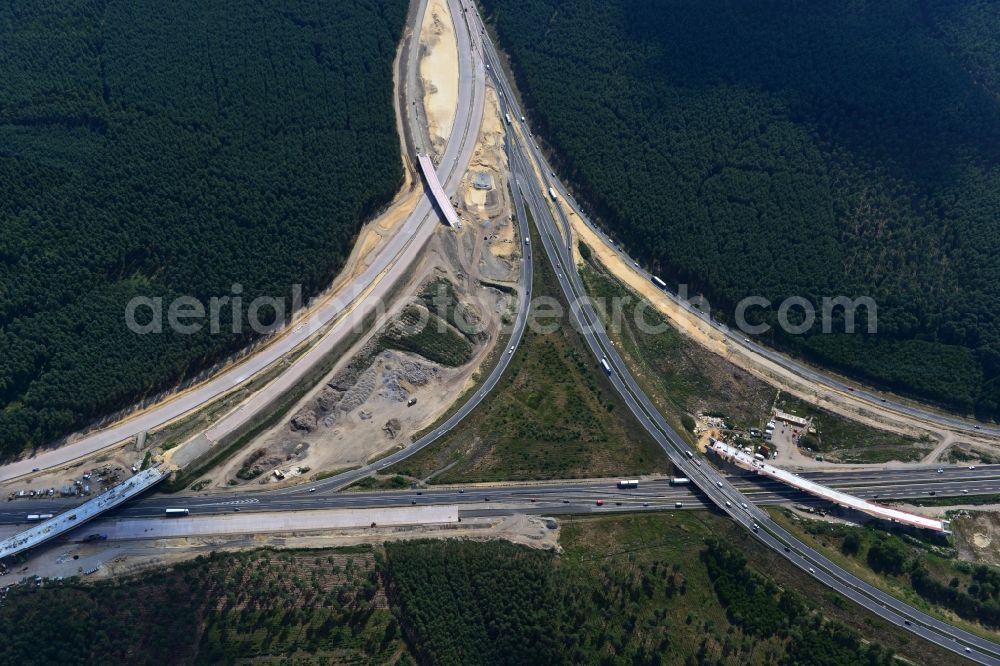 Aerial image Groß Ziethen - Construction site of the junction Havelland at the motorway A10 and A24 in the state Brandenburg