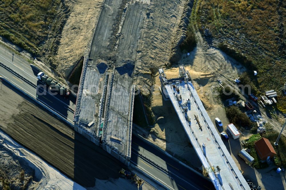 Aerial image Groß Ziethen - Construction site of the junction Havelland at the motorway A10 and A24 in the state Brandenburg