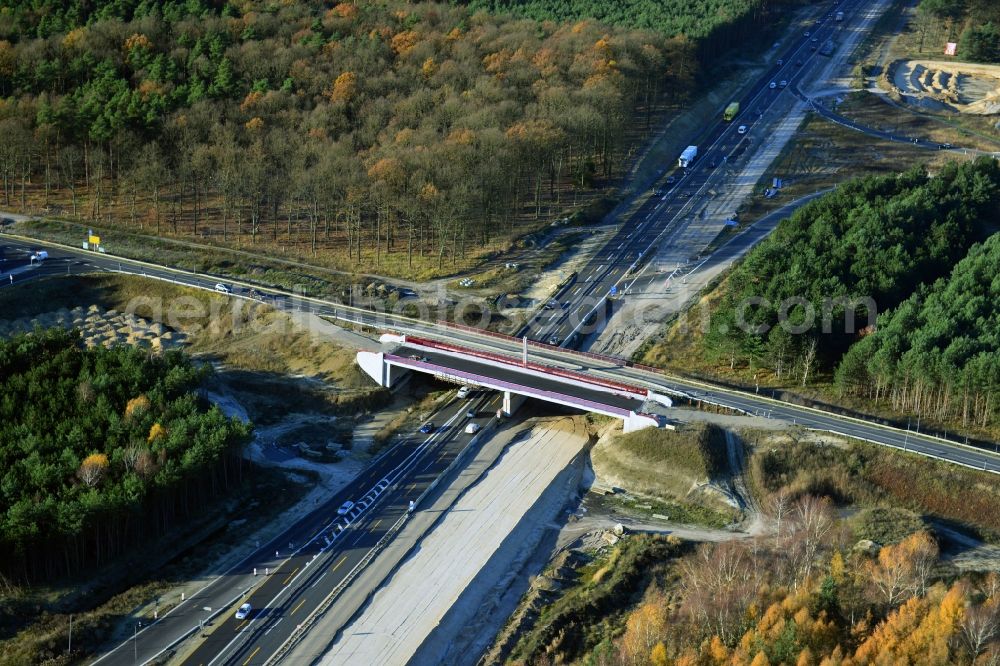 Aerial image Groß Ziethen - Construction site of the junction Havelland at the motorway A10 and A24 in the state Brandenburg