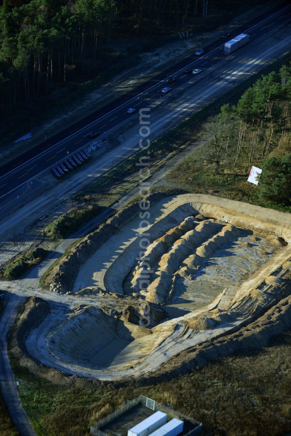 Aerial image Groß Ziethen - Construction site of the junction Havelland at the motorway A10 and A24 in the state Brandenburg