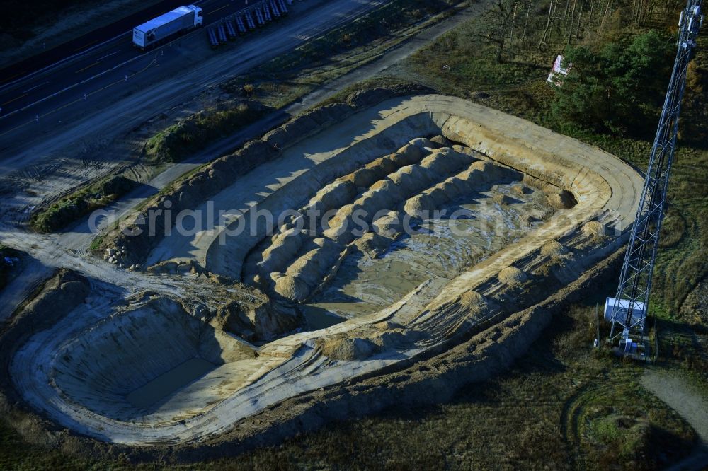 Aerial photograph Groß Ziethen - Construction site of the junction Havelland at the motorway A10 and A24 in the state Brandenburg