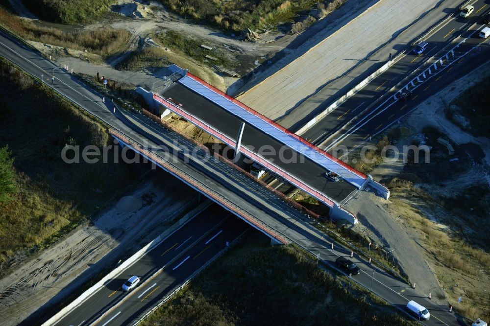 Groß Ziethen from above - Construction site of the junction Havelland at the motorway A10 and A24 in the state Brandenburg