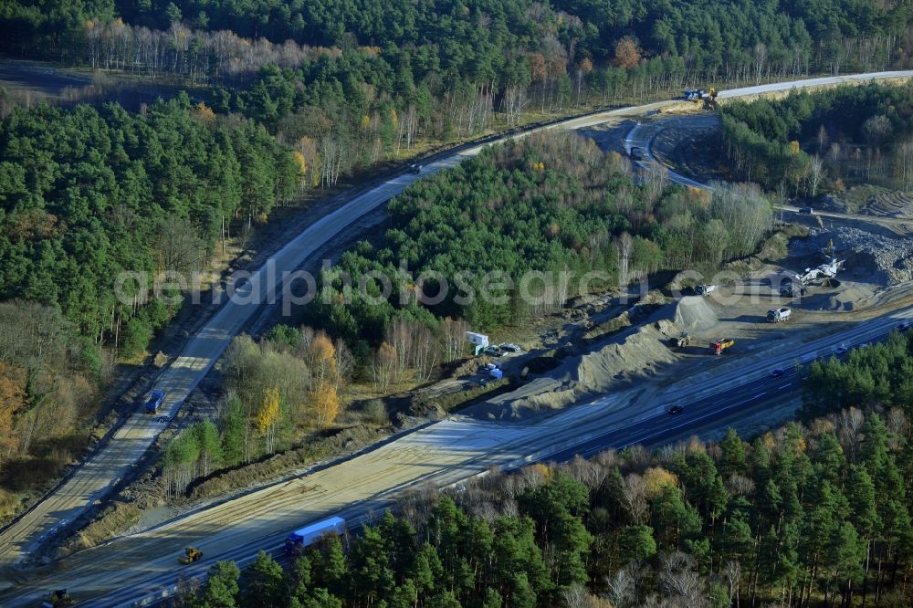 Aerial image Groß Ziethen - Construction site of the junction Havelland at the motorway A10 and A24 in the state Brandenburg